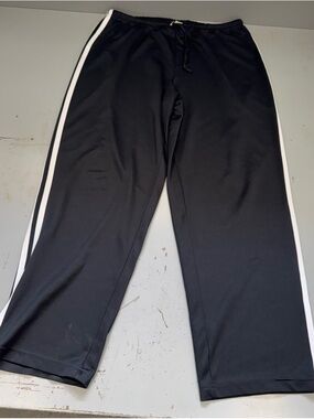 Prospirit Women’s Black Athletic Track Pants with White Side Stripes size XL